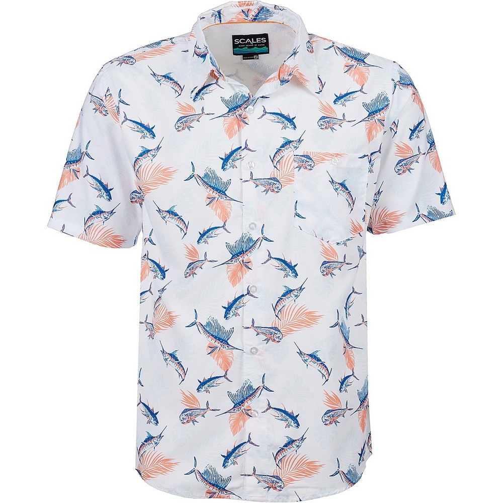 NWT SCALES Men's Tropical Slam Button Down Shirt Size